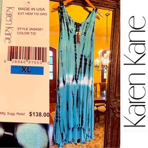 New$138•Karen Kane•Tie Dye Dress•Turquoise•Sz XL